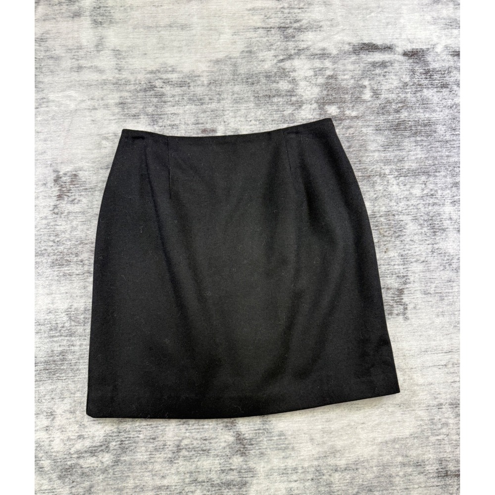 Elyse Hart Ltd Vintage Black 100% Pure Wool Mini Pencil Skirt Size 10